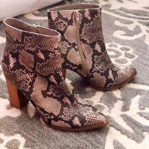 Snakeskin booties.